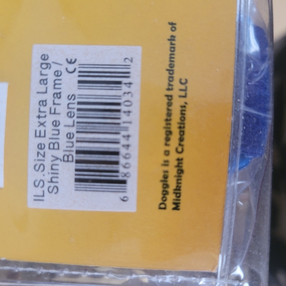 New Shiny Blue Frame Doggles with Blue Lens - xLarge - Picture 2 of 3